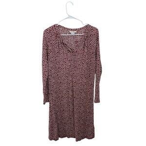 Boden Burgundy Midi Dress Floral V Neck Stretchy Flowy Size 8